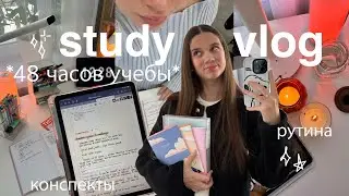 STUDY VLOG УЧИСЬ СО МНОЙ 📔⋆˚ 48 часов учебы, учеба в 5 утра, мои конспекты