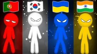 Portugal vs Korea vs Ukraine vs India in the Game STICKMAN PARTY | INTERNATIONAL GAMES