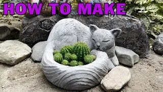 Cement Craft Idea // Cat Pot // How to make a beautiful Pot