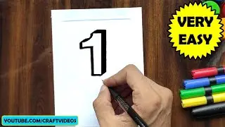 HOW TO DRAW 3D NUMBER 1 | WRITE 3D NUMBER 1