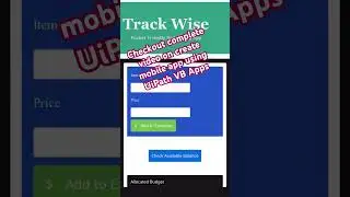 UiPath Mobile App with No CSS and No HTML only VB Apps.Track Wise budgeting App