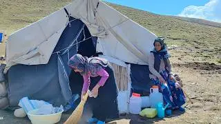 Autumn and real life of nomads in the mountains of Iran; lambs and turkeys in nature