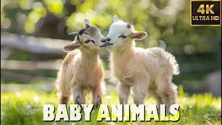 Baby Animals - Funny Moments of Young Animals🌿4K(60FPS) Relaxation Films with Bird sounds ♫