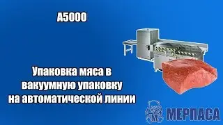 Упаковка мяса в вакуумную упаковку на автоматической линии. Вакуумный упаковщик A5000