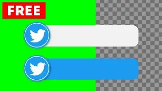 Twitter buttons green screen, transparent background