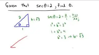 Finding an angle from a secant ratio using special right triangles