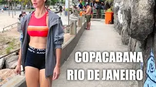 Rio de Janeiro Copacabana Beach Walking Tour | Brazil Beach Virtual Travel in 4K