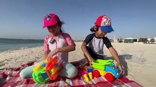 Beach Stories with Marwah & Abdul Rahman 🌊 | Learn Safety & Play time 🩵