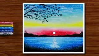 Beautiful Landscape Drawing with Oil Pastels - Step by Step