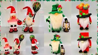4 economical ideas Christmas Gnomes made from pines cones, cardboard roll ..!