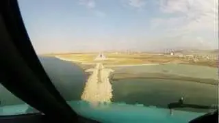 Mountain lake visual approach and landing