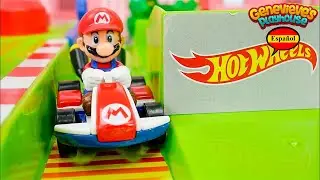 ¡Mario Kart Hotwheels Race Car Toy Video de aprendizaje para niños!