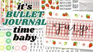 July 2024 Bullet Journal Setup || Strawberry Themed PLAN WITH ME!