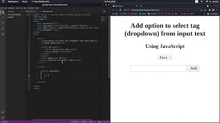 How To Add Option To Select Tag From Input Text using Javascript .