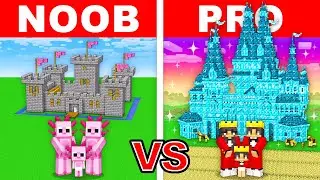 NOOB vs PRO: CASTLE FAMILY HOUSE Build Challenge In Minecraft!