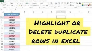 Highlight or Delete Duplicate rows in Excel