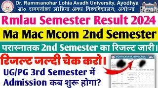 Rmlau Ma Msc Mcom 2nd Semester Result 2024 | Rmlau Ma 2nd Semester Result 2024 | Rmlau Result 2024