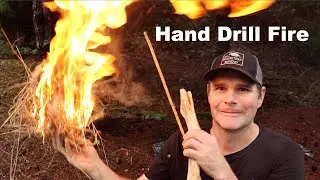 Hand Drill Friction Fire - How To Make A Friction Fire Using 2 Pieces Of Wood.