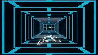 Holographic Spacecraft Flying Through Tunnel. Looping Animation