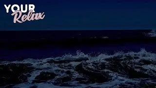 Powerful night sea. Noise of crashing waves - fast falling asleep - dark screen.
