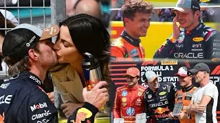 Max Verstappen with Kelly Piquet after Sprint Race Win | Max chilling with Lando & Carlos