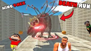 SHINCHAN DEATH RUN KING T-REX vs CHOP and AMAAN  Animal Revolt Battle Simulator Hindi WHO CAN PASS ?