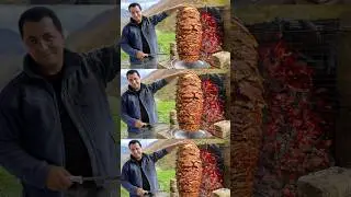 Cooking Huge Doner Kebab in the Wild! Unique Building Techniques #shorts #doner #kebab #village