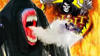 SPIRIT HALLOWEEN 2023 DEATH STALKER ANIMATRONIC REVEAL REACTION SNEAK PEEK SPIRIT HALLOWS CEMETERY