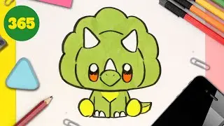 HOW TO DRAW A CUTE TRICERATOPS KAWAII