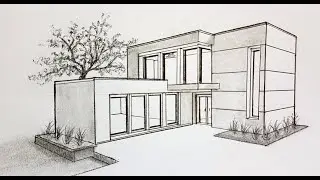 How to draw a house in two point perspective