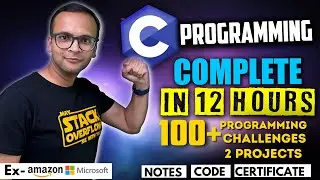 🚀🔥 C Complete Course with Certification | 2 Projects, 100+ Programming Challenges, Notes, Beginner