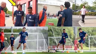 Manchester United training today 🤯, as Zirkzee meets his teammates at Carrington, Amad, Mount..