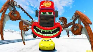 Epic Escape From The Lightning McQueen Eater & Mack Spider Bot Eater | McQueen VS McQueen