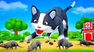 This Giant Cat in the Farm is so ADORABLE! - WATCH as it FAILS to ATTACK a Fox and EATS a Rat