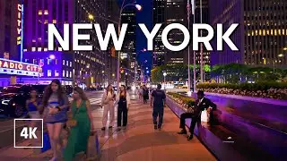 I ❤️ NY - Walks and the City, Manhattan at Night, Walking Tour 4K