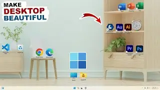 How to ReArrange Desktop icons with Desk Wallpaper in Windows 11