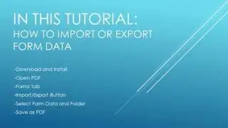 How to Import or Export PDF Form Data