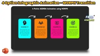 130.PowerPoint MORPH Animation - 4 Option Animated Agenda Slide Template using MORPH transition