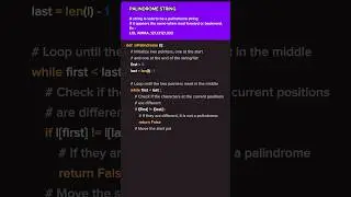 Palindrome string/ number in python#shorts #shortvideo #pythonprogramming #htmlcss #cssframework