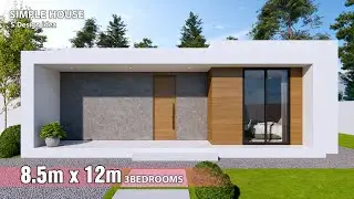 Simple House Design | 8.5m x 12m House plan (3Bedrooms)