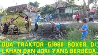 Dua traktor G1000 Boxer di lahan dan joki yang berbeda