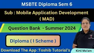 MSBTE | Mobile Application Development Important Questions | MAD | Toshib Tutorials