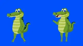 Crocodile on blue screen/blue screen crocodile animation/blue screen crocodile video