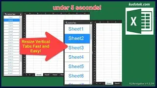 Resize Excel Vertical Tabs under 5 seconds! | XLNavigator v1.0.54