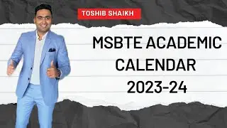 MSBTE Academic Calendar 2023-24 | Msbte New Update | Toshib Shaikh