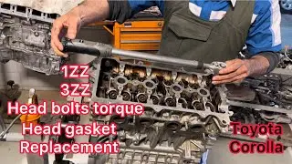 1ZZ Engine Head Bolts Torque || Head Gasket Replacement Of Toyota Corolla