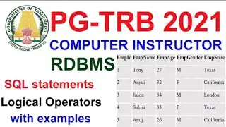 TRB Computer Instructor 💥RDBMS  SQL statements logical operator with examples|VIBRANT ONLINE ACADEMY