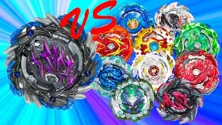 Dad is playing Beyblade Burst again! Hit 1 Shadow Amaterios 0 X' vs 10 Beyblade Bursts