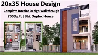 20X35 House plan with Interior Design | 700sqft 3Bhk Duplex House