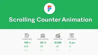 Scrolling Counter Animation in Figma | Web Design Statistic Prototyping with Component and Variants.